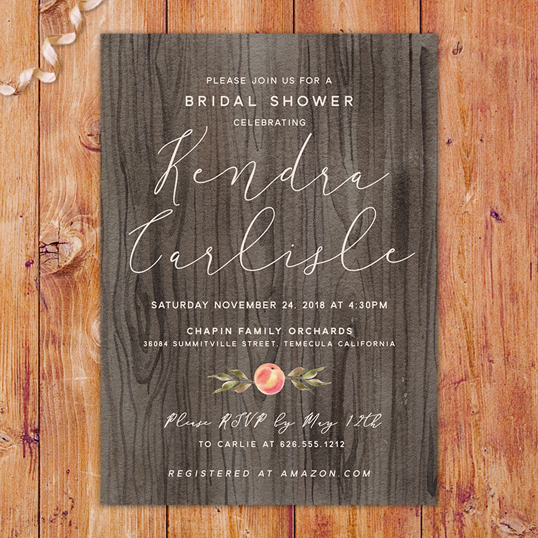 Sweet Peach Bridal Shower Invitations